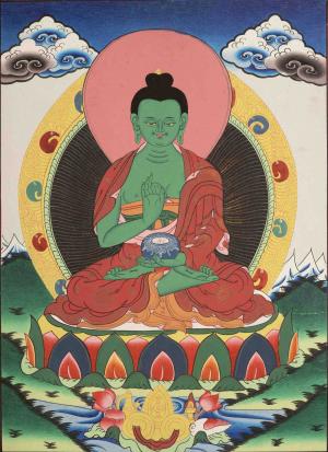 Genuine Hand Painted Buddhist Thangka of Amoghasiddhi | Buddha Of The Conceptual Mind | Wall Decoration Painting